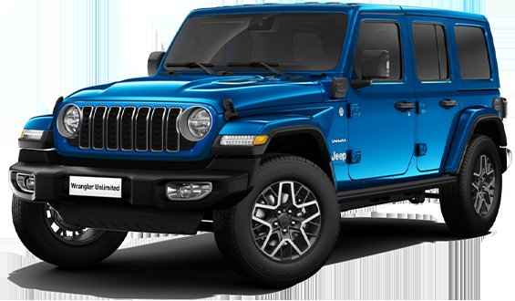 Blue Jeep Wrangler ready for island exploring
